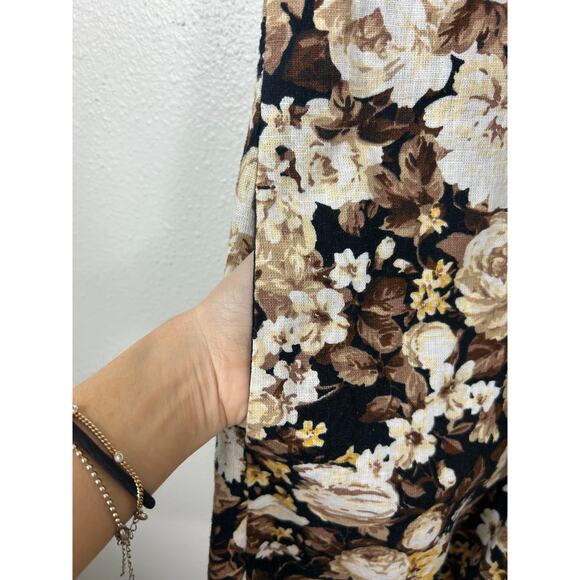 Abercrombie & Fitch Floral Linen Blend Square Neck Mini Dress Contemporary XSP - Picture 6 of 9